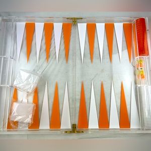 BNIB Orange Lucite Backgammom Board